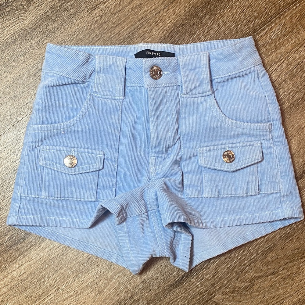 Forever 21 Sky Blue Corduroy High Waist Shorts
